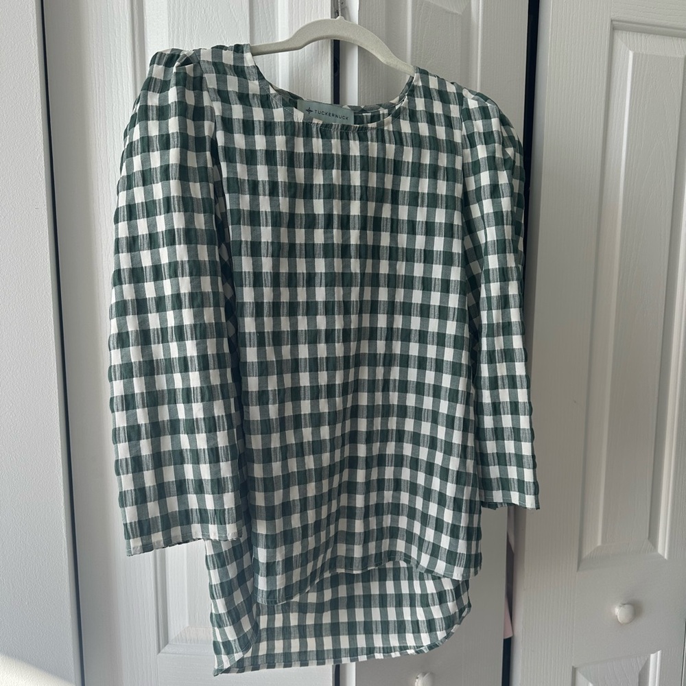 Tuckernuck Green Gingham Bedford Blouse